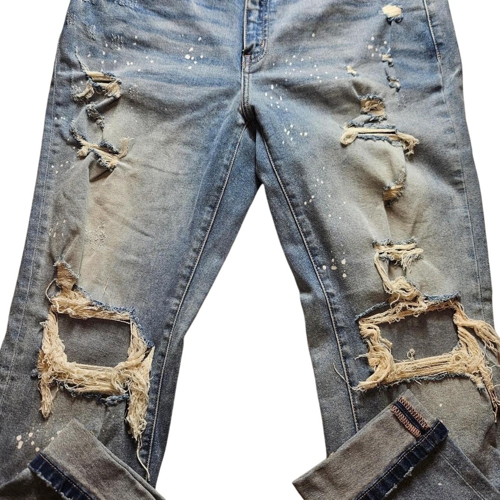 KanCan Distressed Paint Splatter Skinny Jeans Light‎ Wash KC8368L 13/30